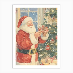 Santa Claus With Gift Boxes Art Print