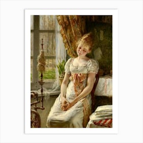 Girl At The Spinning Wheel Art Print