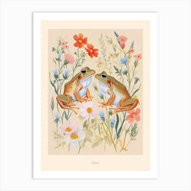 Folksy Floral Animal Drawing Frog 8 Poster Art Print