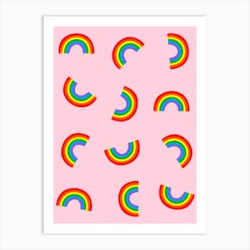 Rainbow Pattern on Pink Art Print