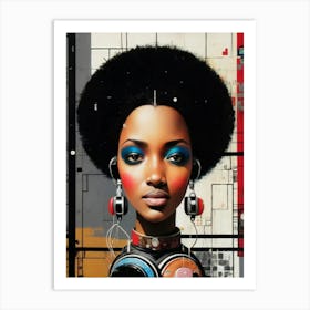 Afro Girl With Headphones 1 Art Print
