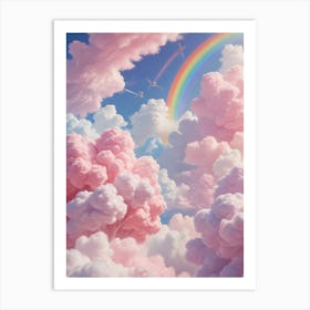 Pink Clouds With Rainbow Art Print