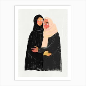 Two Muslim Women Hugging Art Print