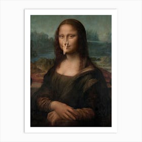 Funny Bathroom Mona Lisa Art Print Art Print