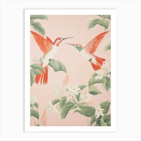 Vintage Japanese Inspired Bird Print Hummingbird 4 Art Print