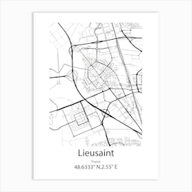 Lieusaint,France Minimalist Map Art Print