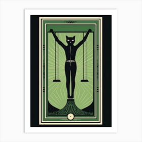 The Hanged Man, Black Cat Tarot Card 1 Art Print