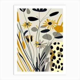 Tickseed Wildflower Modern Muted Colours 2 Art Print