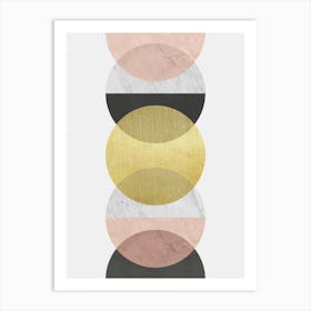 Circles with golden textures 1 Art Print