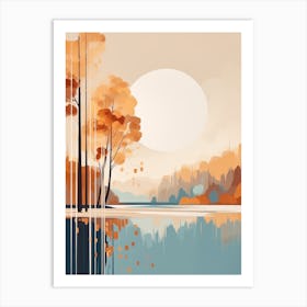 Autumn , Fall, Landscape, Inspired By National Park in the USA, Lake, Great Lakes, Boho, Beach, Minimalist Canvas Print, Travel Poster, Autumn Decor, Fall Decor 29 Art Print
