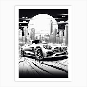 Mercedes Benz Amg Gt City Drawing 1 Art Print