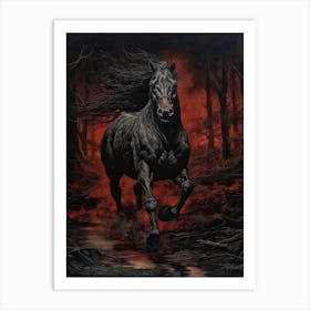 A Horse Painting In The Style Of Tenebrism 2 Art Print
