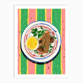 A Plate Of Olives, Top View Food Illustration 3 Art Print