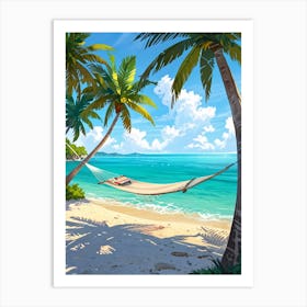 Hammock On The Beach Art Print