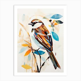 Bird Painting Collage Sparrow 3 Art Print