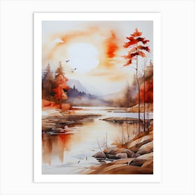 Watercolor Landscape Painting 3 Art Print