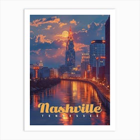 Nashville Nights: Skyline Reflections Poster Art Print