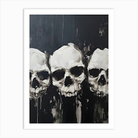 Dark Gothic Three Skulls Art Print