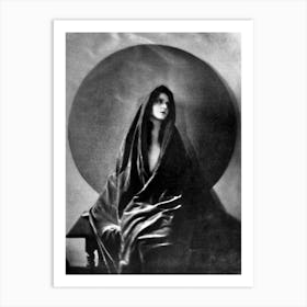 Witches Cloak Full Moon Circle - Famous Remastered Vintage Photography - Olive Thomas Seated Portrait by Maurice Goldberg 1919 Victorian Art Deco Witchy Attire Goddess Magick Dreamy High Definition Art Print