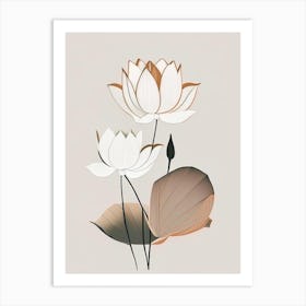 Lotus Flowers In Park Retro Minimal 2 Art Print