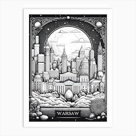 Warsaw, Poland, Tarot Card Travel  Line Art 8 Art Print