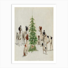 Christmas Dogs 1 Art Print