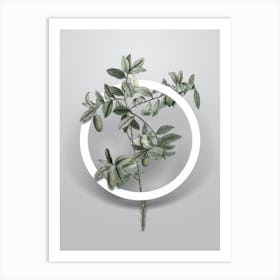 Vintage Apple Berry Minimalist Flower Geometric Circle on Soft Gray n.0341 Art Print