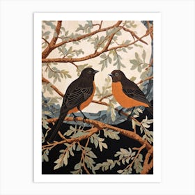 Art Nouveau Birds Poster Blackbird 2 Art Print