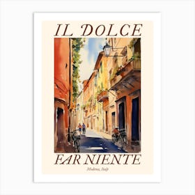Il Dolce Far Niente Modena, Italy Watercolour Streets 2 Poster Art Print