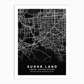 Sugar Land Texas USA Black Map Poster