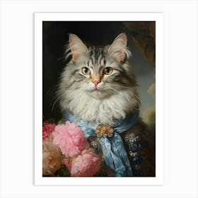 Royal Cat Portrait Rococo Style 2 Art Print