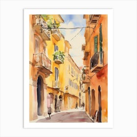 Taranto, Italy Watercolour Streets 1 Art Print