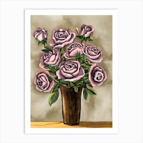 Purple Roses In A Vase 21 Art Print