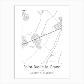 Saint Basile Le Grand,Canada Minimalist Map Art Print