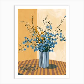 Forget Me Not Flowers On A Table   Contemporary Illustration 3 Art Print