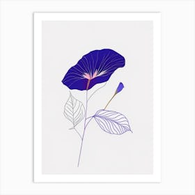 Morning Glory Floral Minimal Line Drawing 1 Flower Art Print