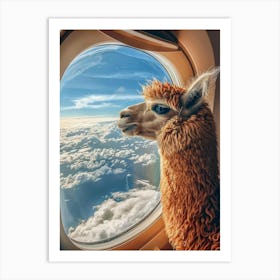 Llama Airplane Window Art Print