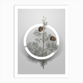 Vintage Mediterranean Cypress Minimalist Flower Geometric Circle on Soft Gray n.0512 Art Print