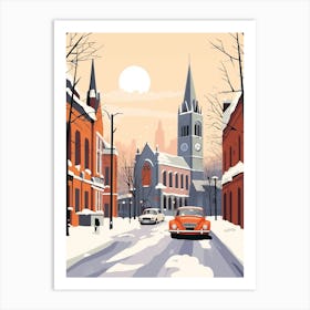 Vintage Winter Travel Illustration Manchester United Kingdom 10 Art Print