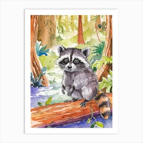 Raccoon In The Forest Art Print