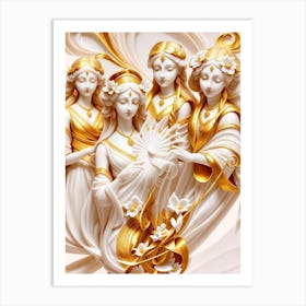 Fantasy Four Goddesses 1 Art Print