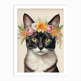 Balinese Javanese Cat With Flower Crown (2) Art Print
