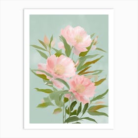 Laurel Flowers Acrylic Painting In Pastel Colours 3 Art Print