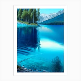 Crystal Clear Blue Lake Landscapes Waterscape Crayon 2 Art Print