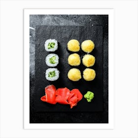 Sushi (Japan, Japanese cuisine) — Food kitchen poster/blackboard, photo art 2 Art Print