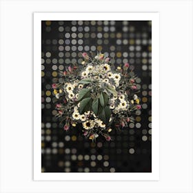 Vintage Pagoda Dogwood Flower Wreath on Dot Bokeh Pattern n.0662 Art Print