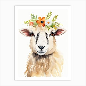 Baby Blacknose Sheep Flower Crown Bowties Animal Nursery Wall Art Print (20) Art Print