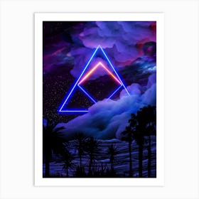 Neon palms landscape: Triangle [synthwave/vaporwave/cyberpunk] — aesthetic retrowave neon poster Art Print