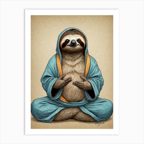 Sloth Meditating Art Print