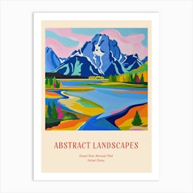 Colourful Abstract Grand Teton National Park Usa 4 Poster Art Print